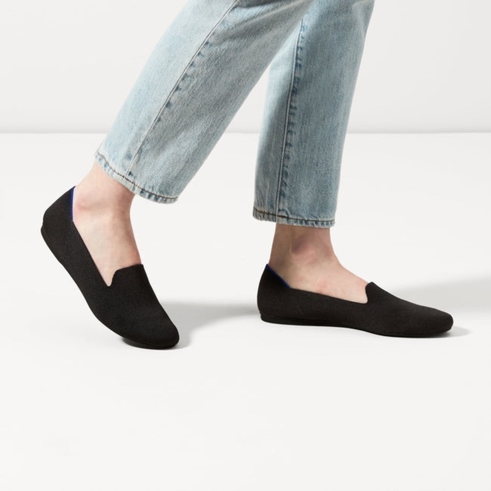 Rothy’s The Loafer Black Solid Slip-On Knit Shoe Size 6.5 Women